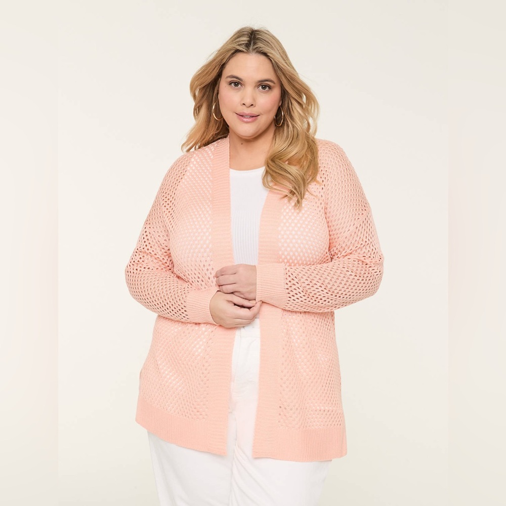 🍑 Open-Stitch Summer Cardigan – Tropical Peach 🍑